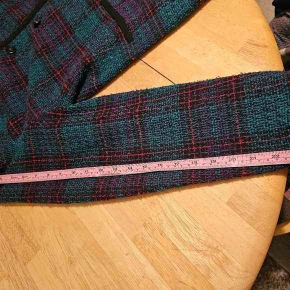 Vintage 80s/90s purple & teal plaid blazer - Picture 6 of 8
